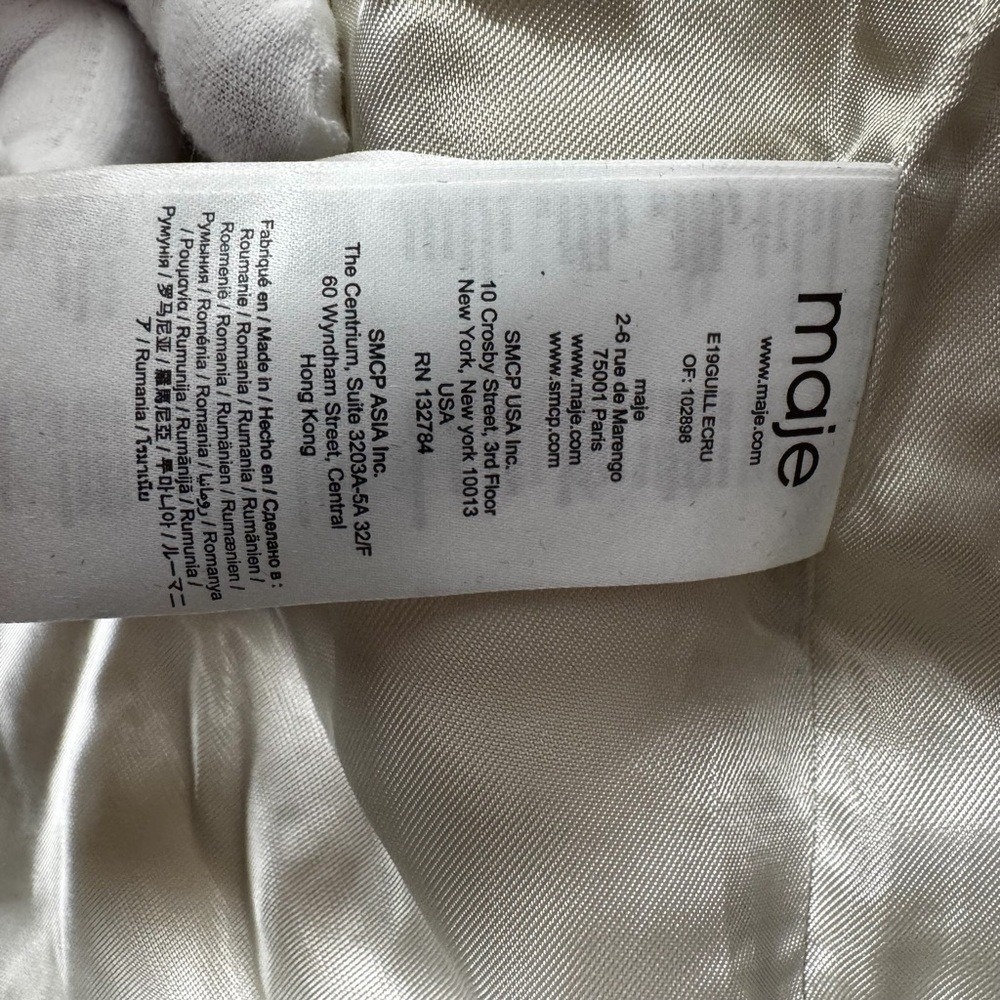 NWT Maje Women Tweed Blazer S Ivory Classic Fringe Career Old Money Scandigirl - Picture 6 of 10